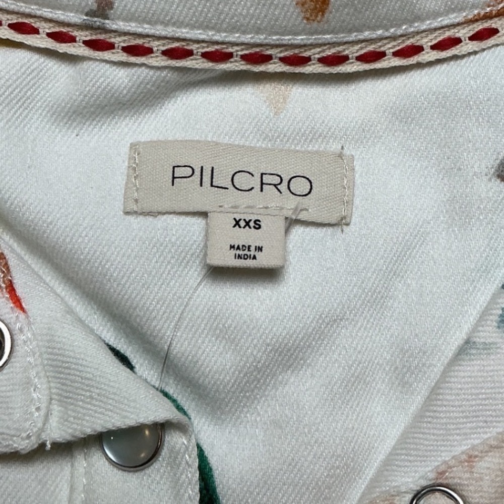 Anthropologie Pilcro Floral Ruffle Neck Shirt Dres Oyster Pattern XXS New W/ Tag - Picture 8 of 8